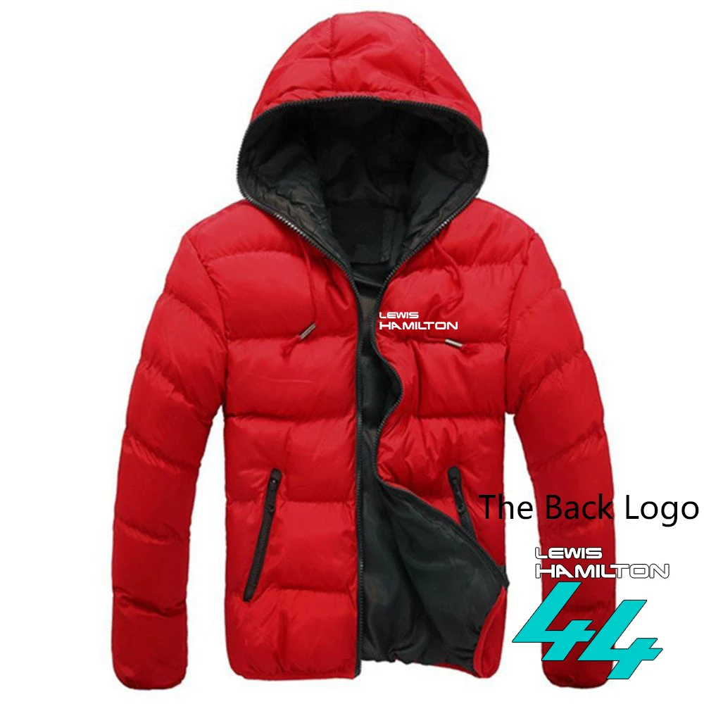 F1 Driver Lewis Hamilton Digital 44 Men's New Jacket Color Block Zip Hooded Cotton Padded Long Sleeve Coat Thick Outwear Jacket view 6