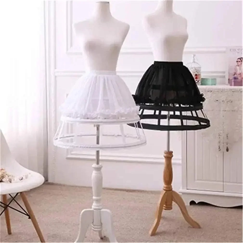 

Womens Cage Hoop Skirt Petticoat Underskirt Lolita Dress Pannier Chiffon Bustle Cage Crinoline