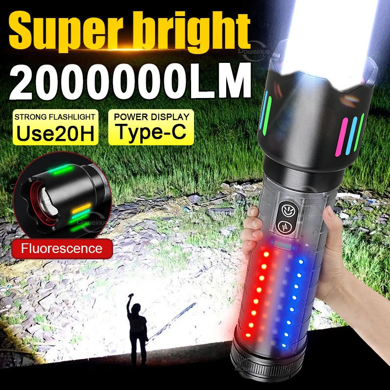 High Strong Power 1000W Led Flashlight USB Rechargeable COB Flashlight Most Powerful Tactical Torch Lamp Outdoor Camping Lantern