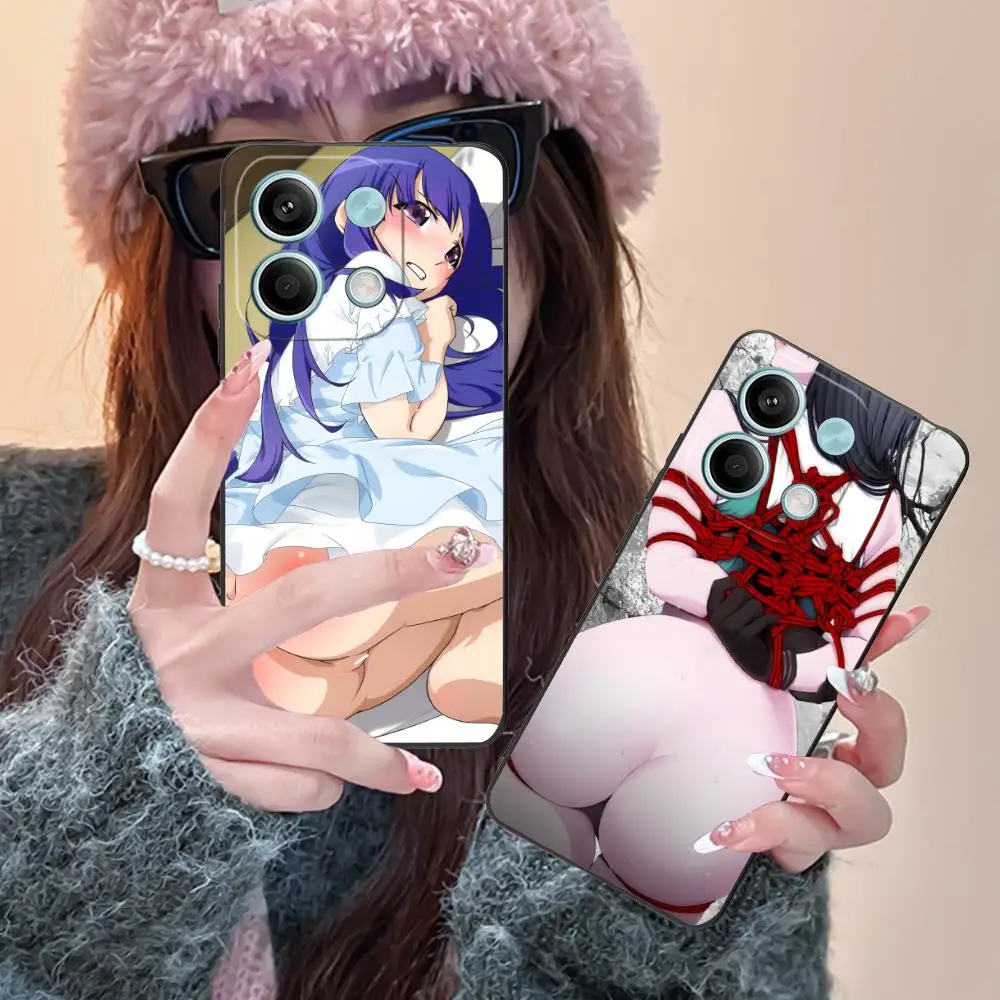 أنيمي هنتاي Senpai قضية الهاتف المحمول ل POCO M6 M5 M4 M3 X7 X6 X5 X4 X3 F6 F5 F4 Pro GT 5G الطباعة الملونة غطاء جميل فاخر