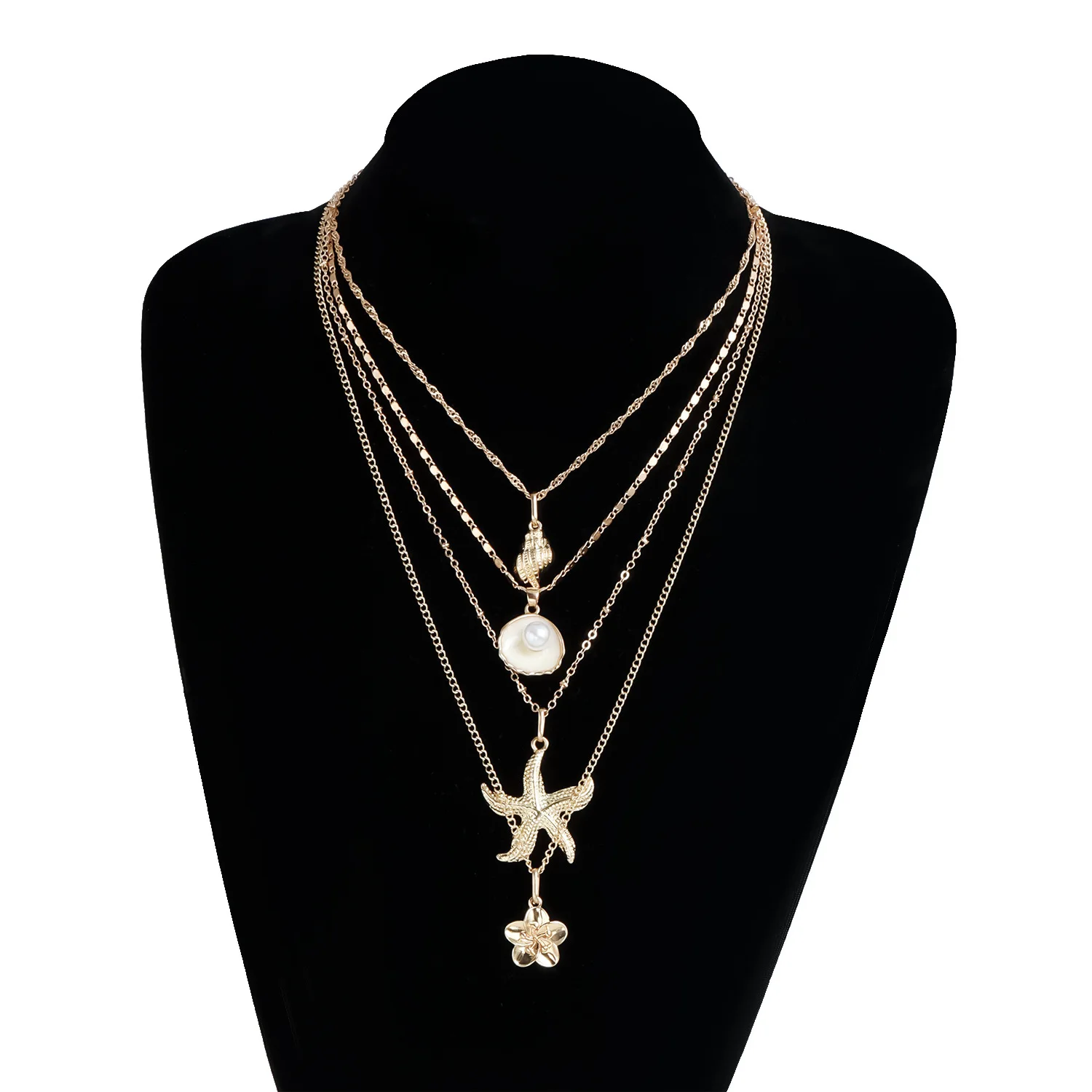 Double Layer Faux Pearl Conch Necklace for Women Vintage French Style Light Luxury Choker Beach Daily Premium Quality