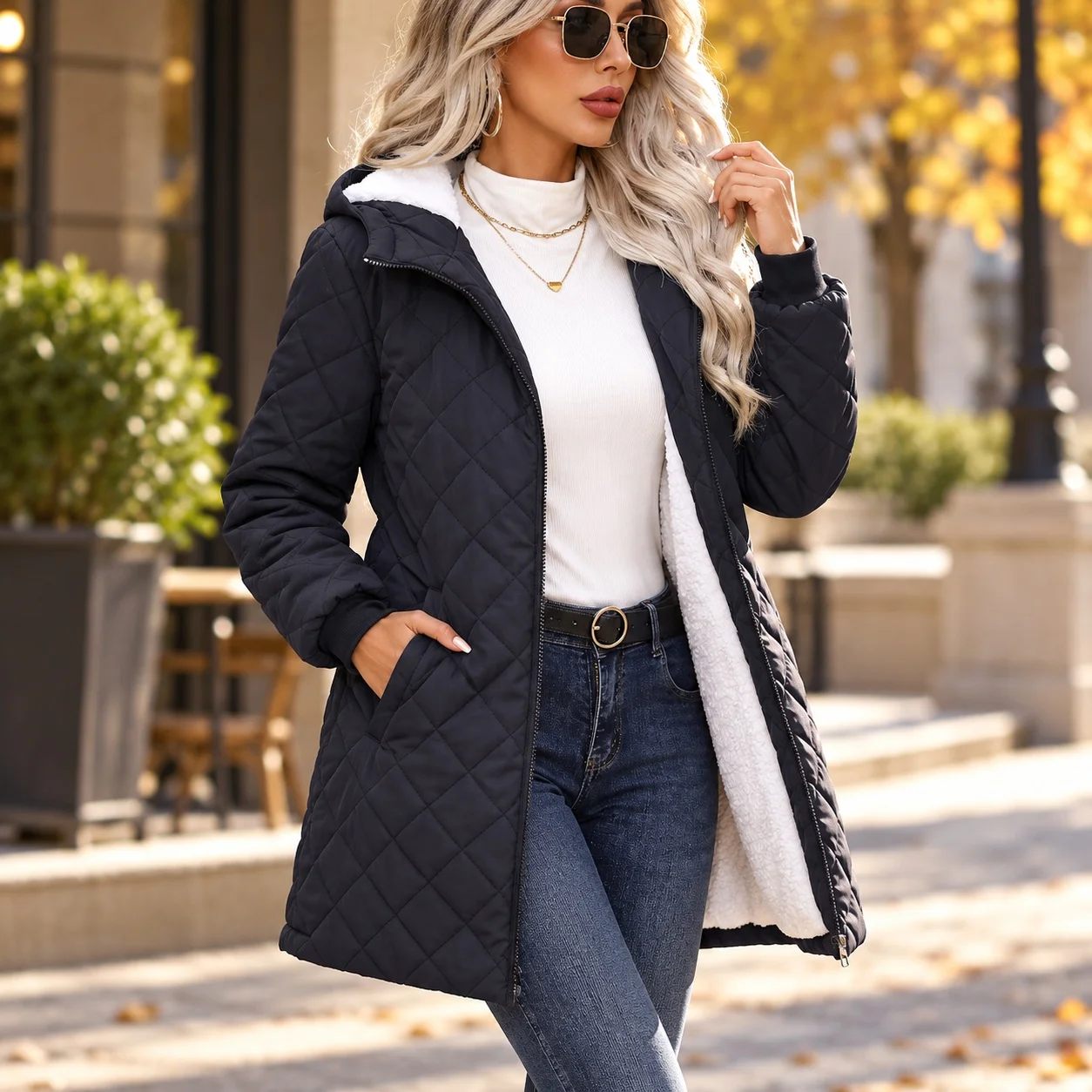 Open Front Pockets Coat Regular Length Casual with Embroidery Regular Sleeves Japanese Korean Casual Plaid Pattern Women Jacket
