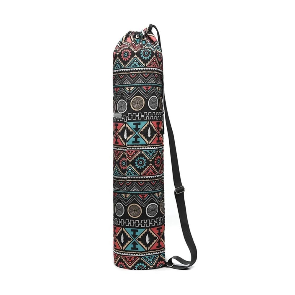 Durable 75x16cm Yoga Mat Bag Printed Canvas Drawstring Closure Gym Bag Carrier Fitness Training Bag For Pilates Exercise