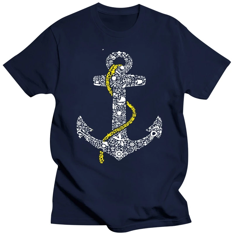 Anchor T-Shirt Mens Nautical Gift Sailor Boat Present Casual Tee Shirt