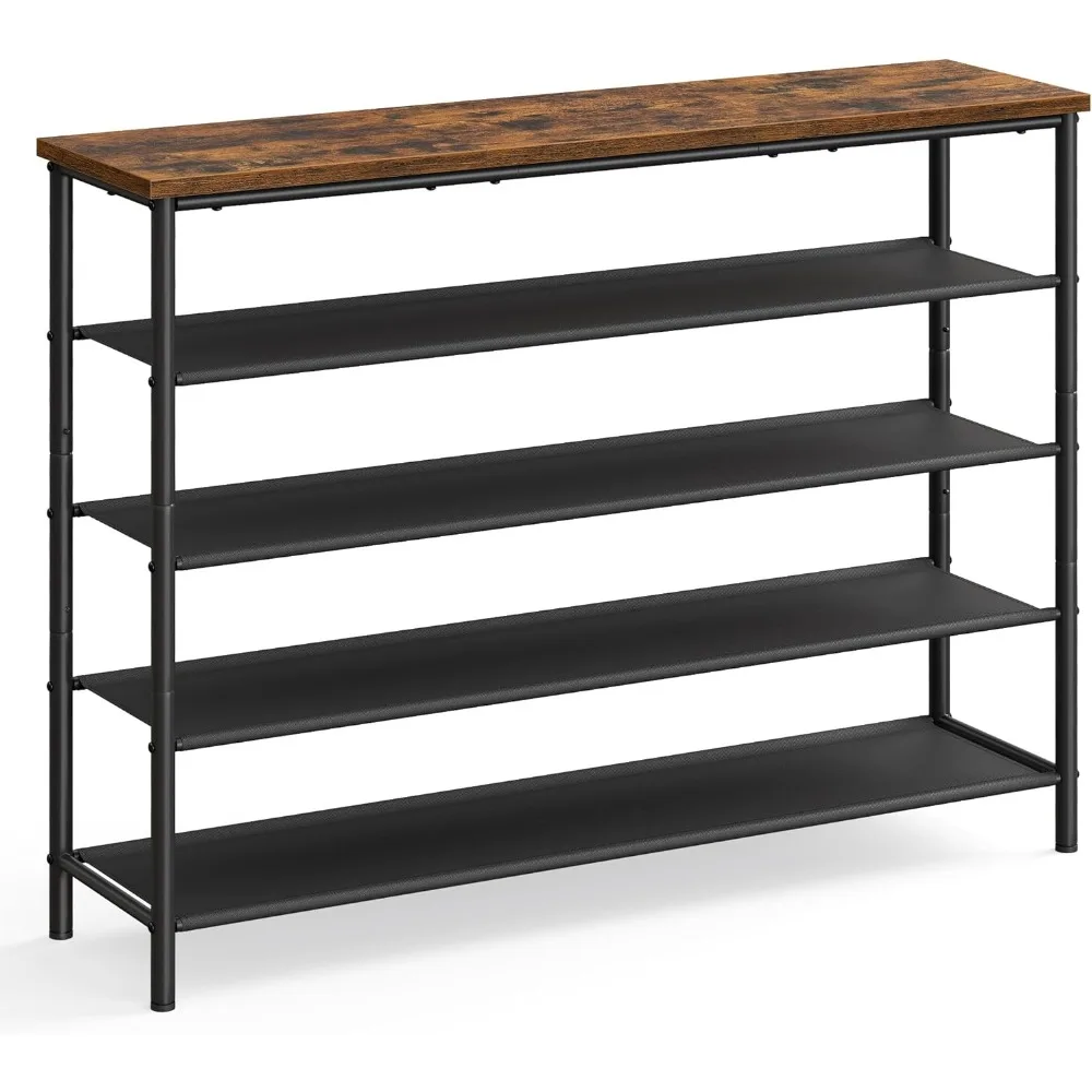 

Shoe Rack, 5-Tier Shoe Storage Organizer for Entryway and Closet, Holds 20-24 Pairs of Shoes, 4 Fabric Shelves, Steel Frame, In