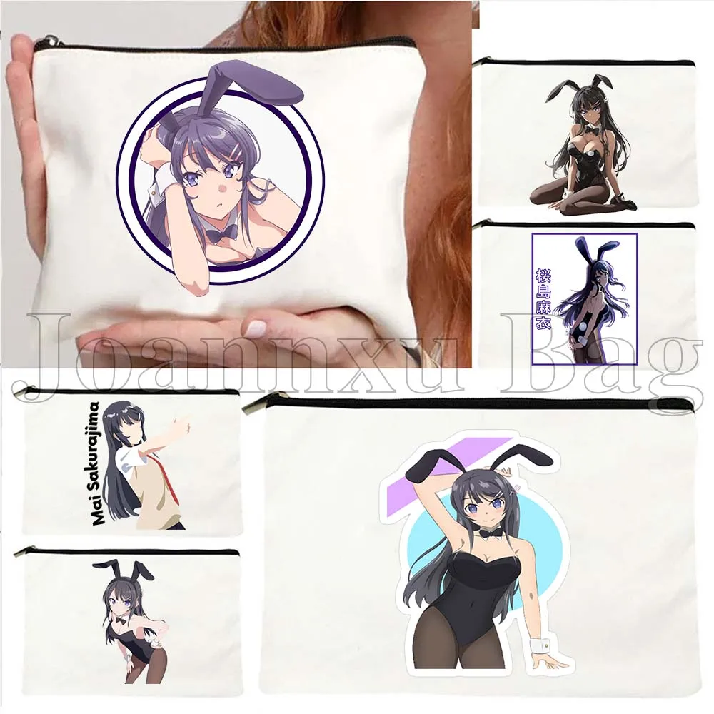 

Cute Kawaii Lovely Bunny Girl Anime Mai Sakurajima Senpai Gift Lipstick Travel Makeup Bag Women Cosmetic Bags Pouch Wallet Purse
