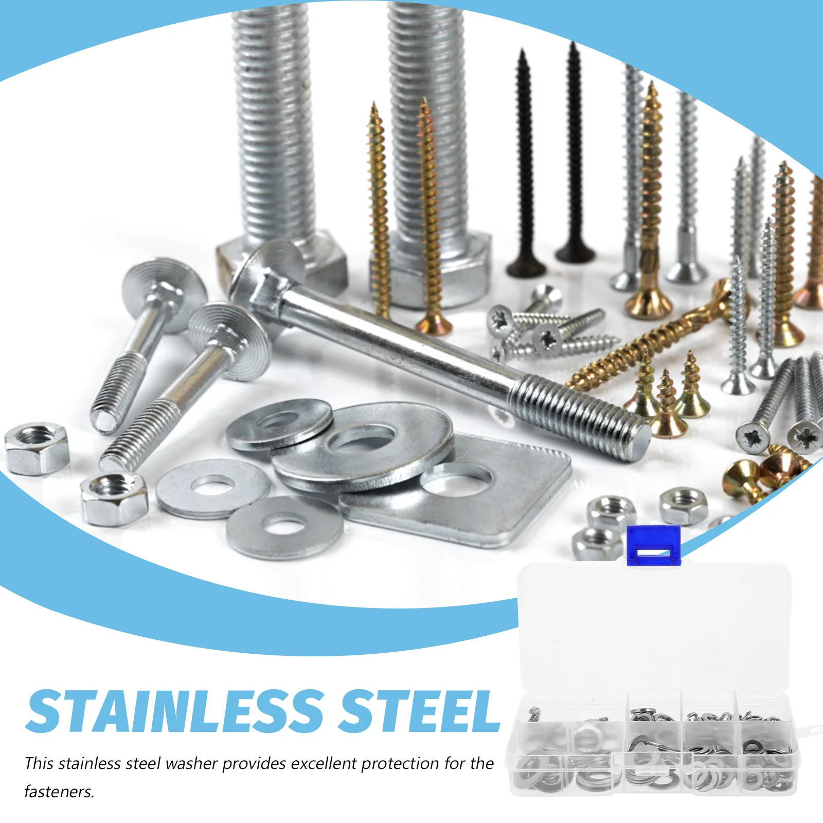 

200Pcs Stainless Steel Washers M5 M6 M8 M10 Flat Spring Lock Washers Corrosion Resistant Metal Gaskets for DIY Repair