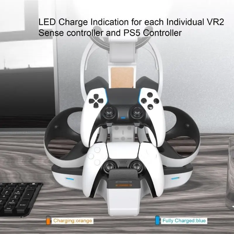 

87HD All-in-one Controller Charging Dock with LED Light for PS VR2/ Handle Controllers Base Storage Stand