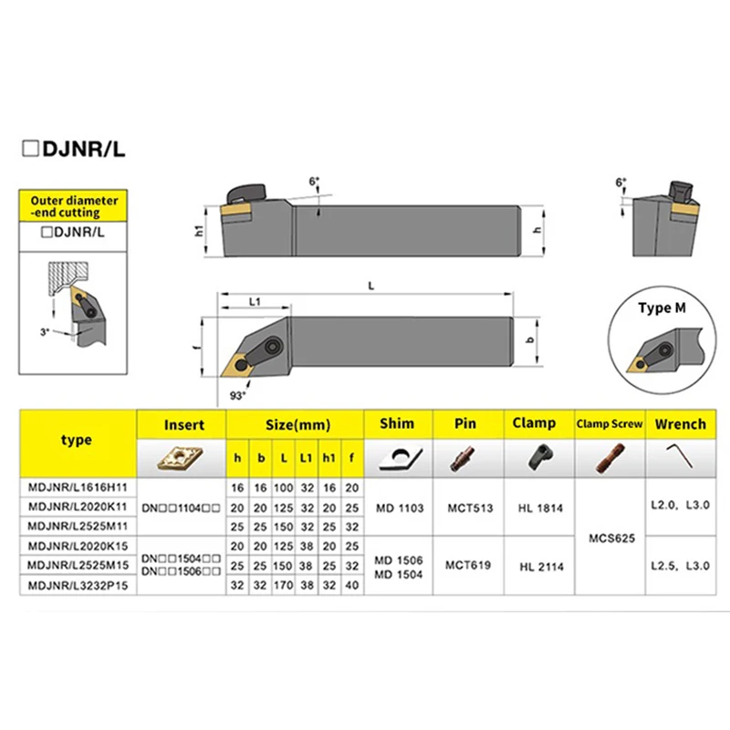 Intlshaft MDJNR1616H11 MDJNR2020K11 MDJNR2525M11 External Turning Tool Holder DNMG Carbide Inserts MDJNR Lathe Cutting Tools Set