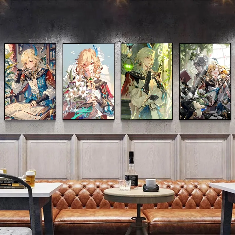 1 قطعة لعبة Genshin تأثير Kaveh الهيثم المشارك ذاتية اللصق الفن ورق مقاوم للماء ملصق مقهى بار غرفة جدار ديكور