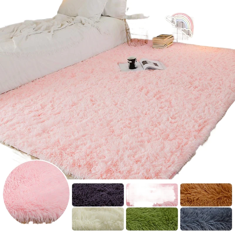 

Thick Plush Carpet Nordic Style Solid Color Fluffy Silicone Soft Non Slip Bottom For Living Room Children's Bedroom Home Decor