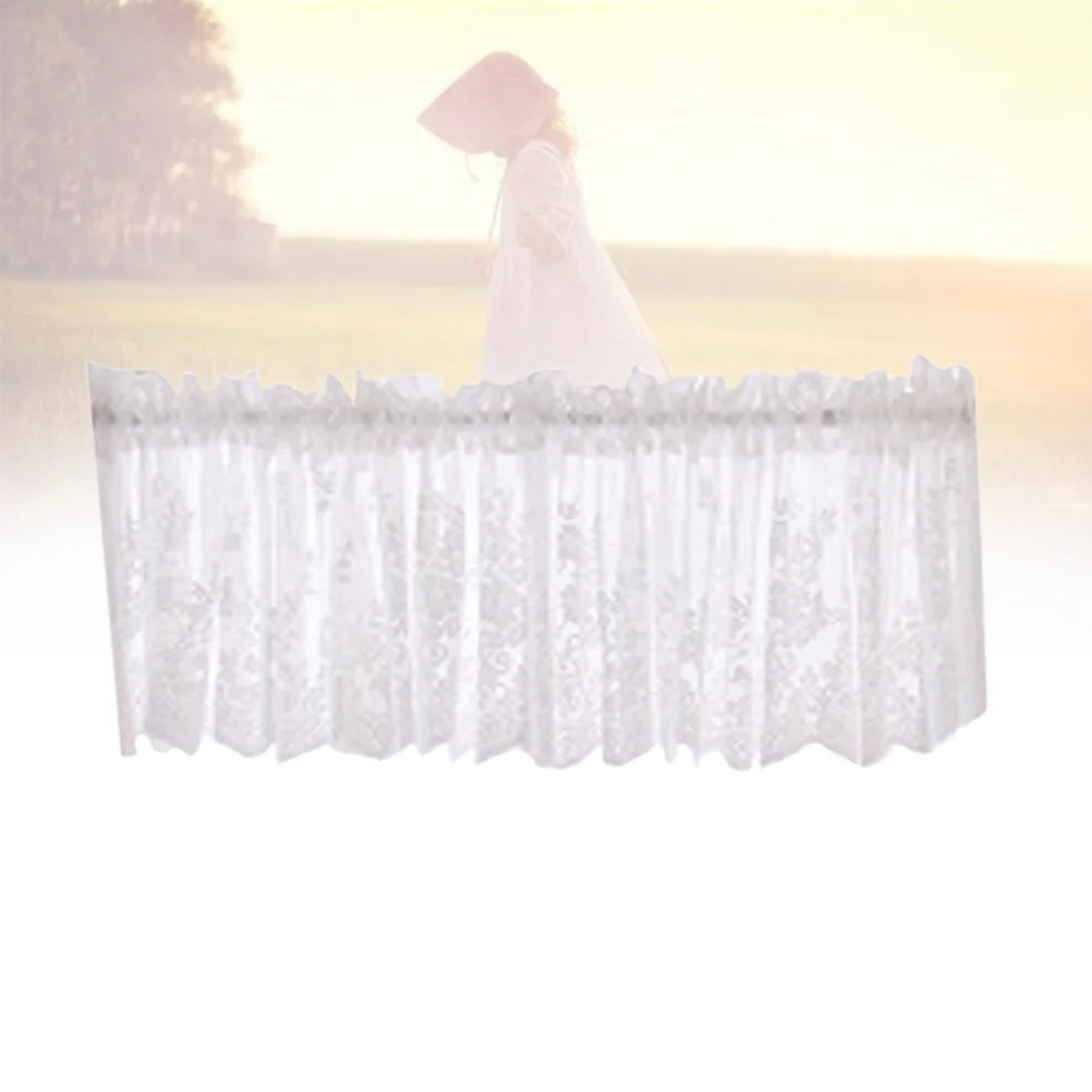 ستائر الدانتيل ستارة نافذة قصيرة 74X61Cm الأبيض البوليستر ضوء تصفية نصف الستار للمطبخ شرفة غرفة الأطفال #3