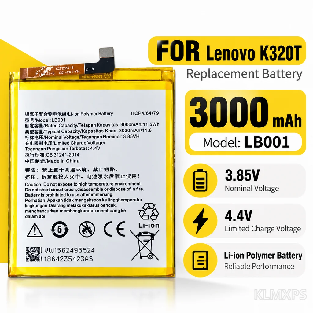 LB001 3000mAh Built-in Lithium Battery Replacement For Lenovo K320T, LB-001 Phone Battery Spare Part for Mobile Phone Repair