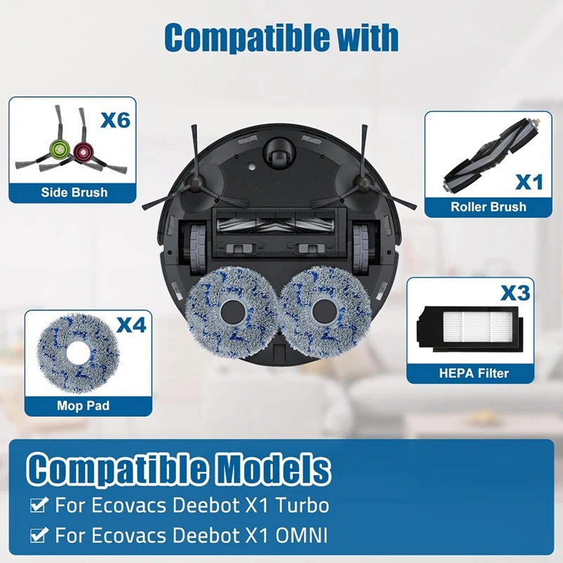 สำหรับ Ecovacs deebot X1อะไหล่เครื่องดูดฝุ่น OMNI Turbo แปรงด้านข้างหลักแผ่นกรอง HEPA ผ้าซับถุงหูรูดชิ้นส่วนอะไหล่