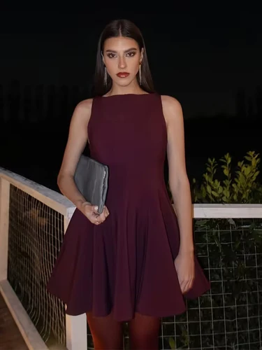 Imagen 2 del producto TFMLN 2025 Primavera Verano moda mujer vestidos plisados elegante cuello redondo sin mangas vestido de fiesta dulce espalda cremallera pliegues vestido