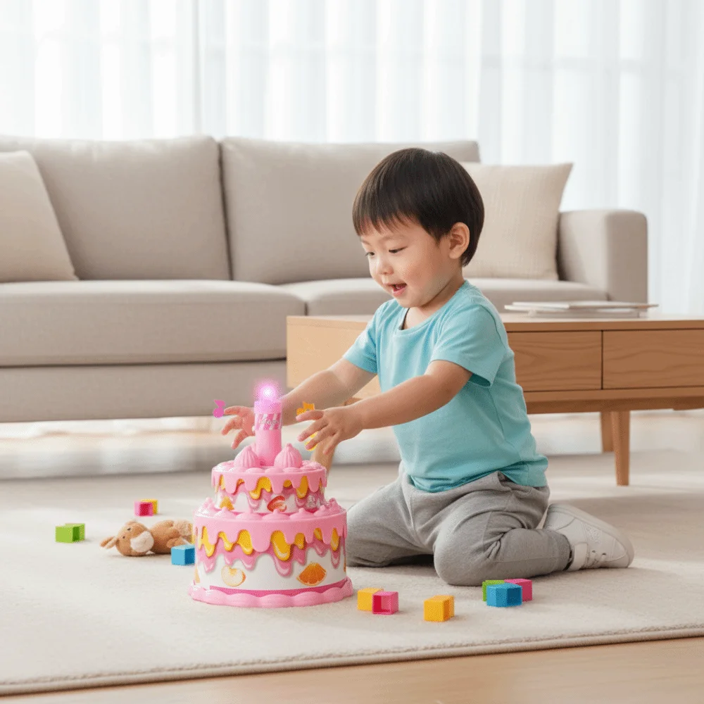 

Food Kitchen Pretend Play Birthday Cake Early Education Music Pretend Play Set with Light Role Play Princess Tea Time