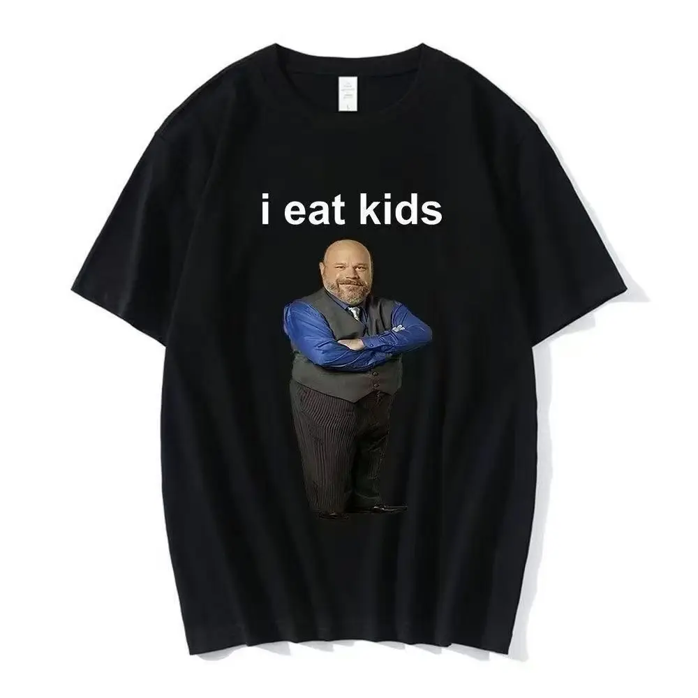 Unisex Letter Print T-Shirt, Bertram Eats Kids & I Eat Kids Graphic Casual Short Sleeve Tee