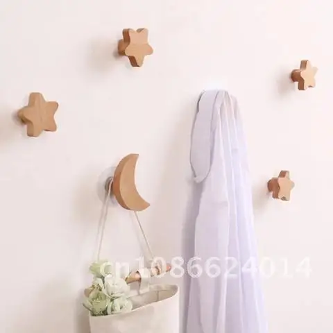 

1Pc Wall Mounted Coat Hook Star Moon Hook Clothes Storage Hanger Rack Self Adhesive Kid Children Room Decoration