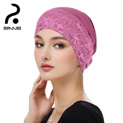 RIMAIRE Fashionable Flower Printed Muslim Hat Hijab with Elastic Band Comfortable Instant Hijabs for Women Inner Headscarf