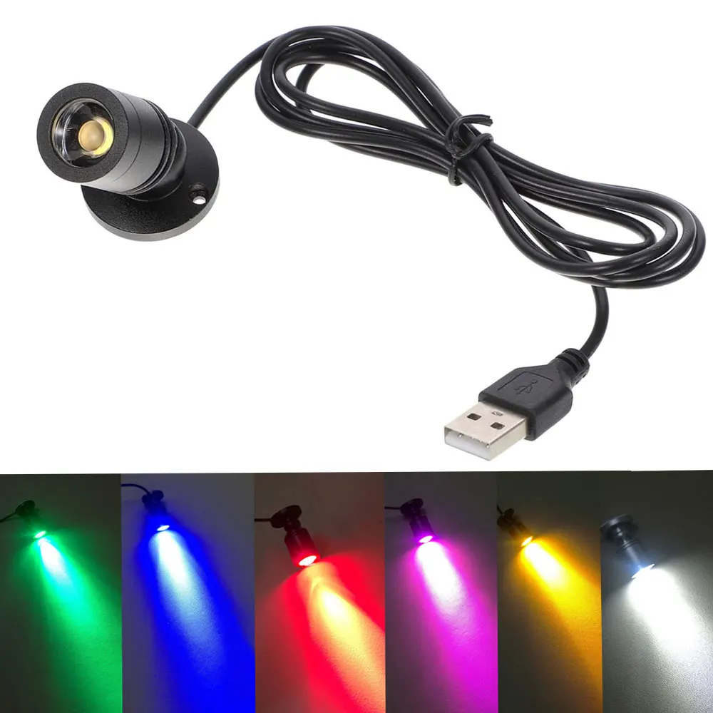 

DC 5V Small LED Spotlight 3W 1.5M Cable with Switch Jewelry Showcase Spot Light USB Power LED Accent Light for Painting Picture