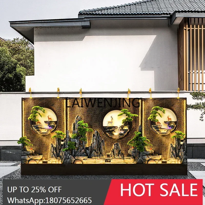 large rockery flowing fountain villa courtyard water curtain wall landscape ornament