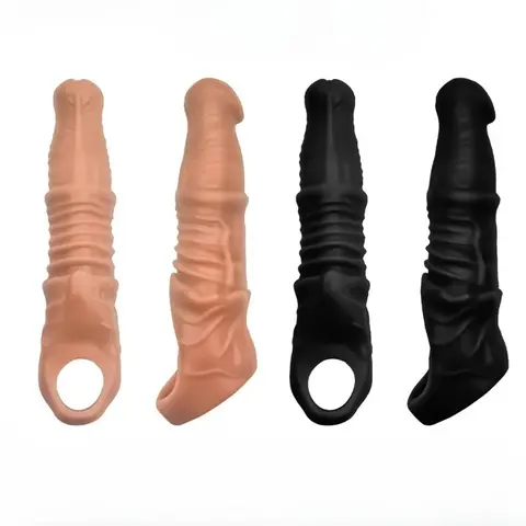 New 24cm Large Penis Sleeve Extender Big Soft Adult Sex Toys For Men Cock Sleeve Dick Enlarger Male Reusable Condom Delay