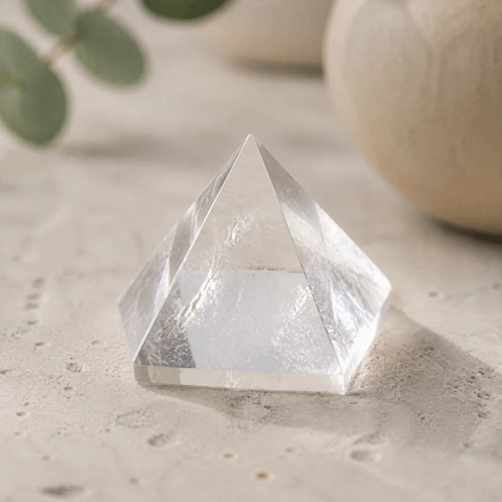 Unique 3x3cm Crystal Pyramid Positive Energy White Quartz Pyramid Decor Chakra Reiki Stone Figurine Energy Pyramid Home Ornament