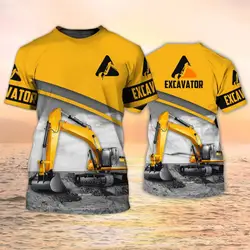 Excavator TShirts Heavy Equipment Operator 3D Print Boys Girls Fashion Oversized Short Sleeve T Shirt Tees Tops Uniform Clothing