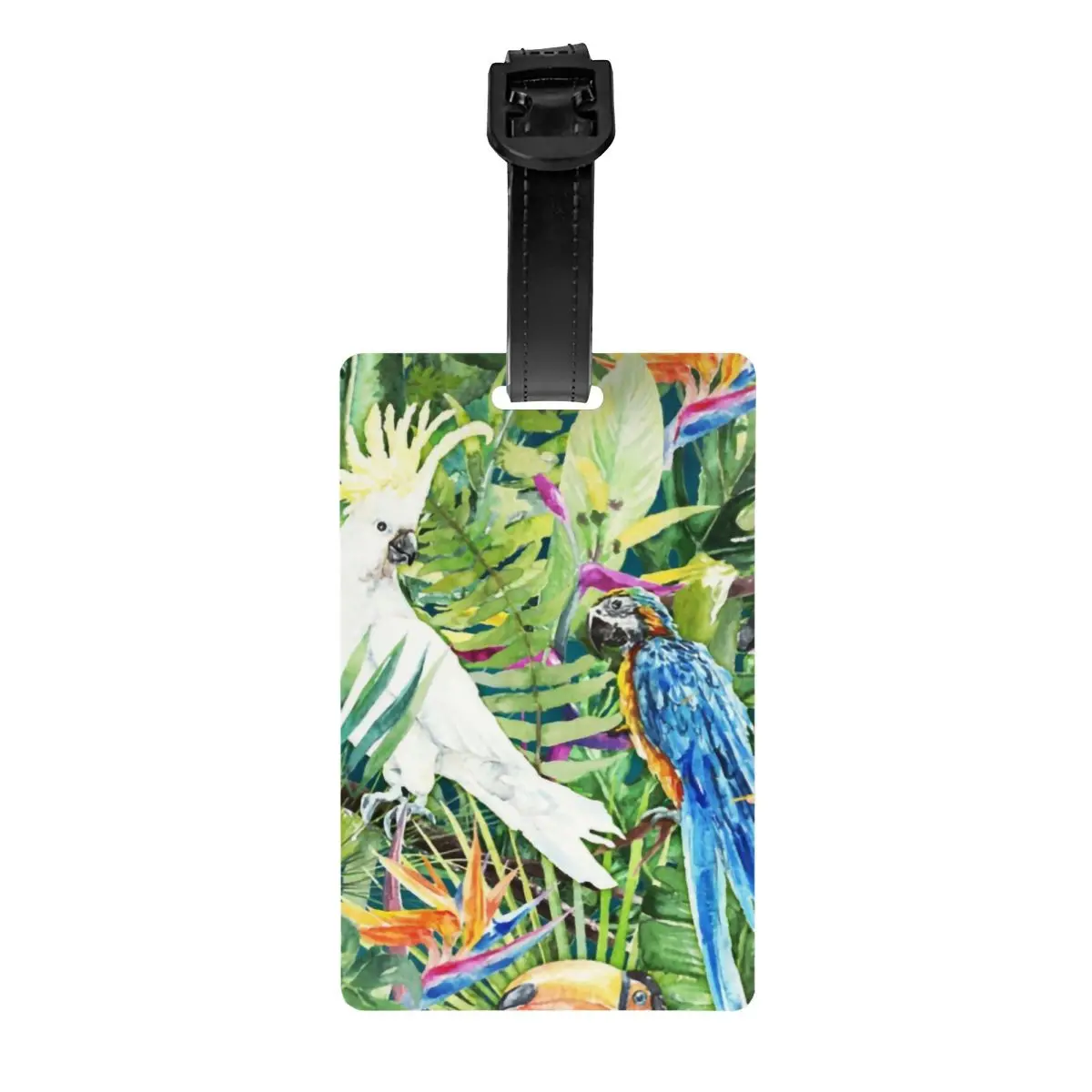 Birds In Paradise Luggage Tags for Travel Suitcase Parrot Bird Privacy Cover Name ID Card