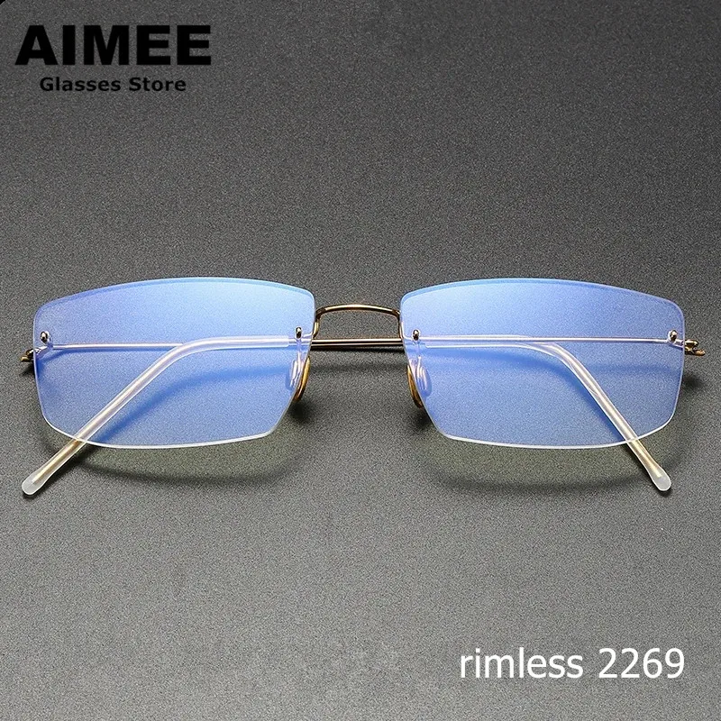 

Denmark Pure Titanium Frameless Glasses Frame Men Women Rimless Square Optical Eyewear Ultralight Prescription Eyeglasses Gafas