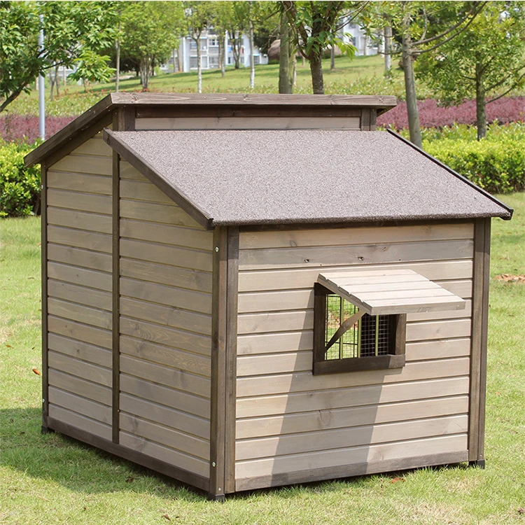 Large Space Solid Wood Double Roof Design Opening And Closing Door Dog House Removable Waterproof Pet Cages