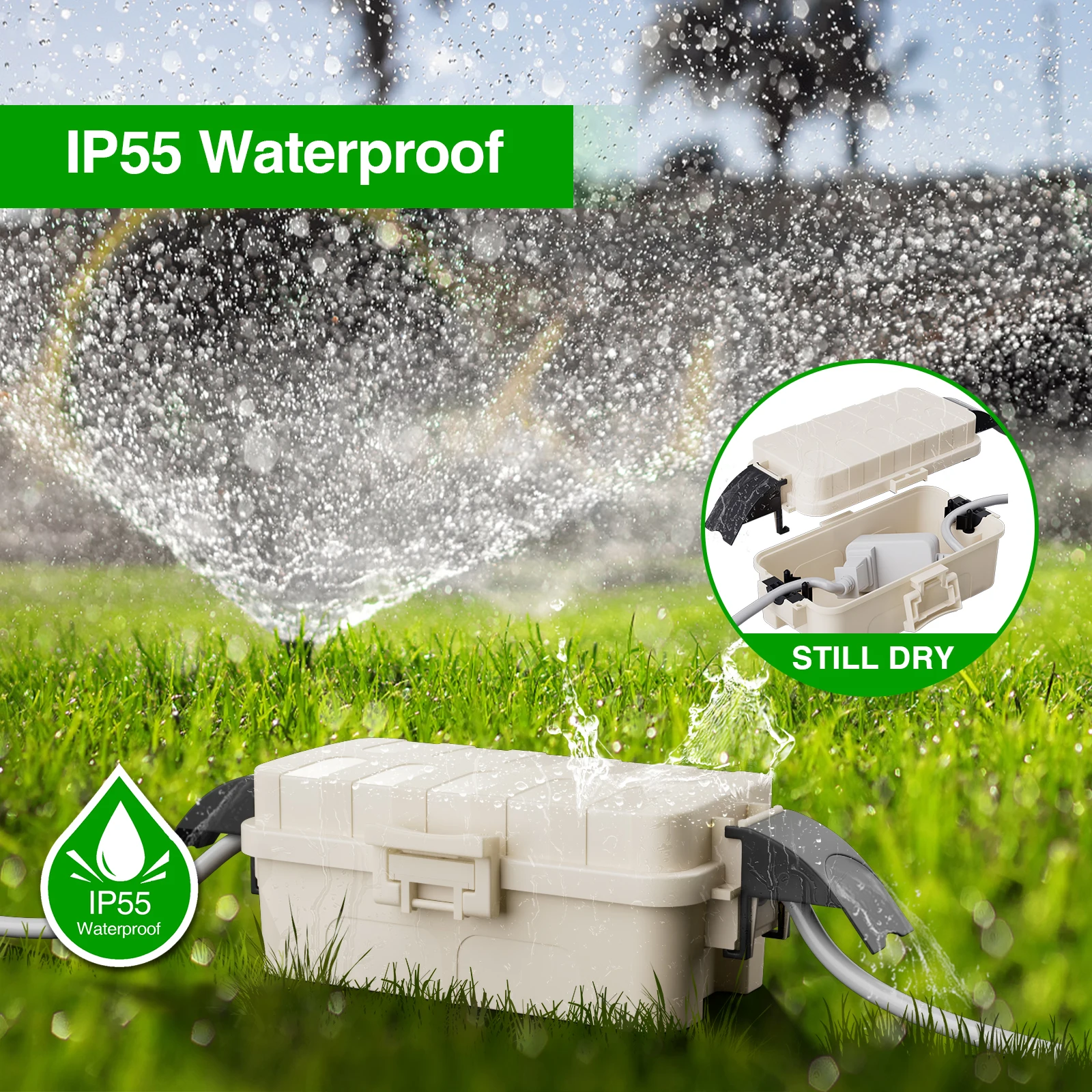 Waterproof Small Outdoor Electrical Boxes IP55 Detachable Shield Covers for Extension Cords Plugs Outlets Holiday Lights