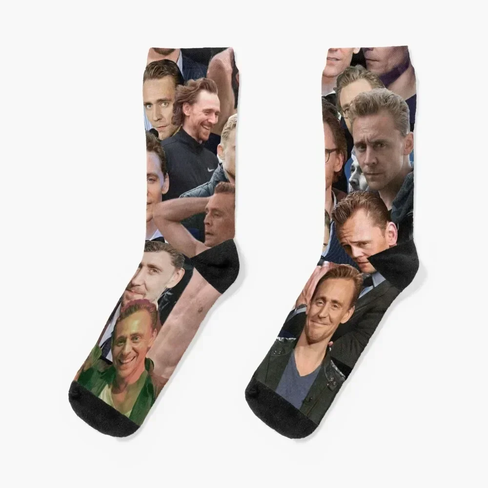 

Tom Hiddleston photo collage Socks winter Stockings happy Socks Male Women's