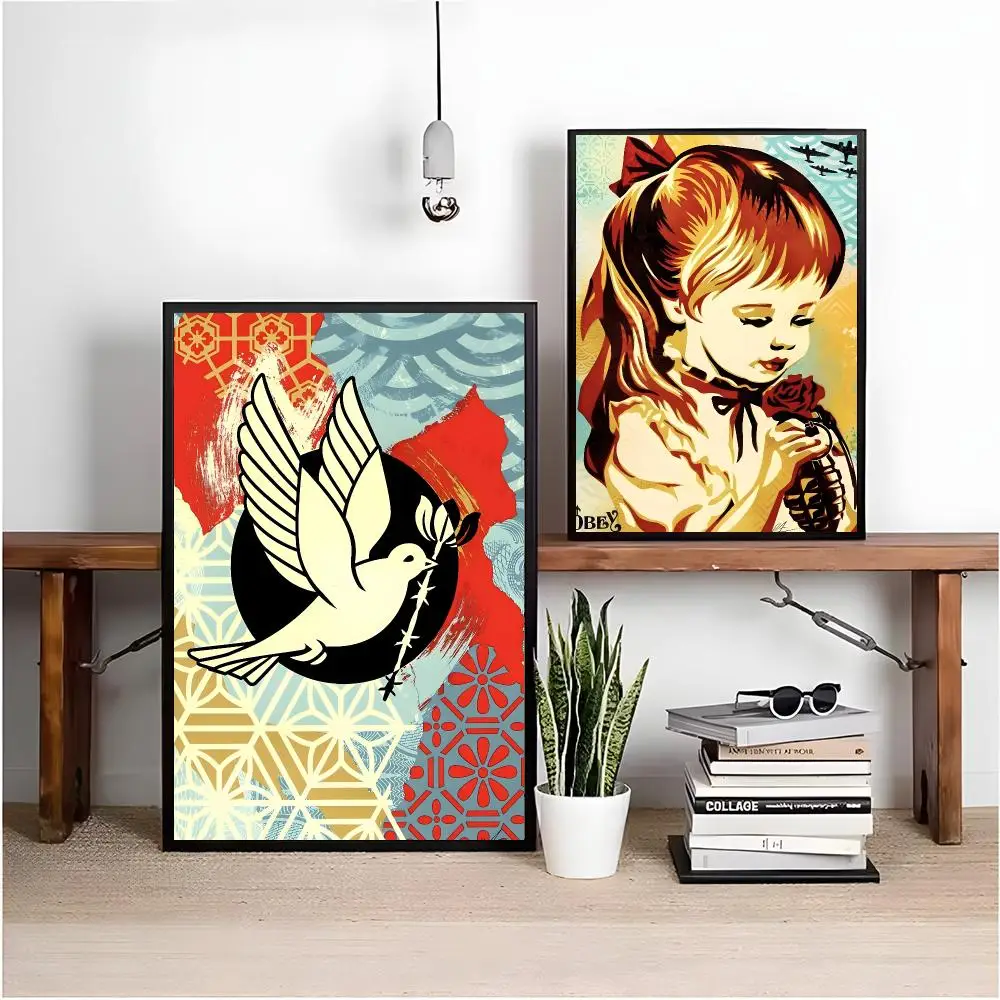 D-De Shepard Fairey Poster Matte Peel And Stick Self Adhesive PVC Removable Waterproof Frameless Bedroom Living Room