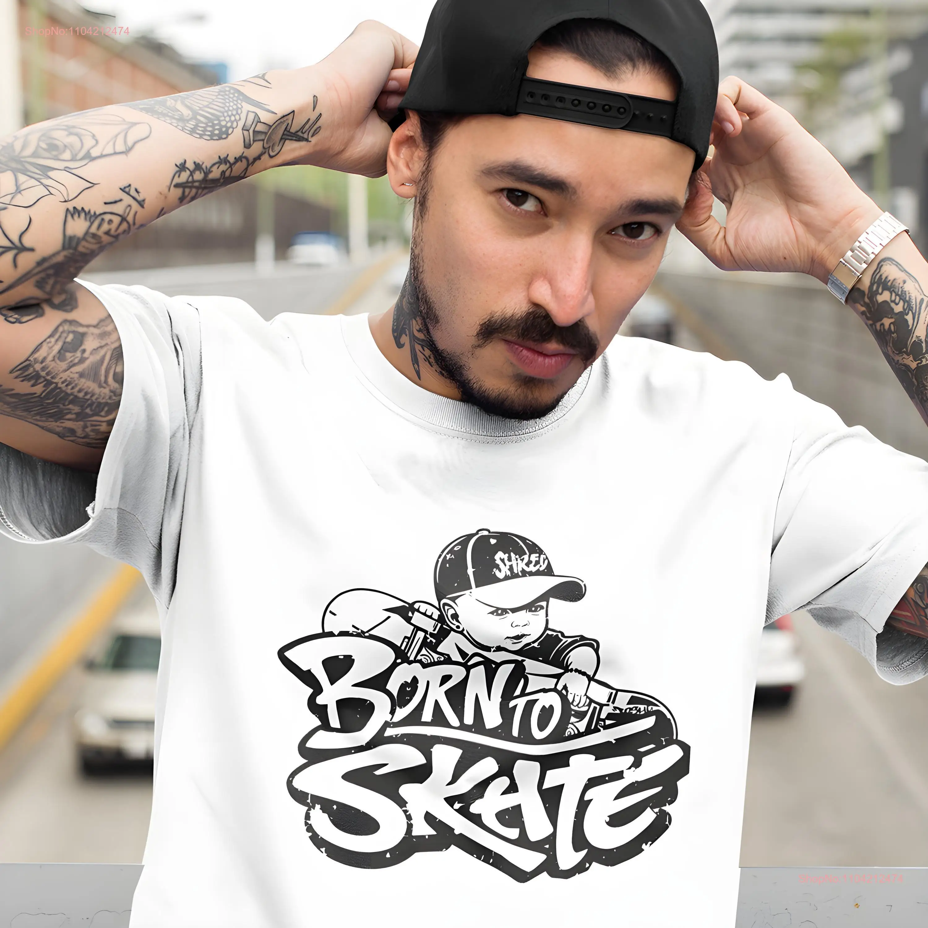 

Футболка Born to Skate Skater для взрослых, винтажный дизайн, стиль граффити, скейтбординг, накладка на гриф, длинные или короткие рукава