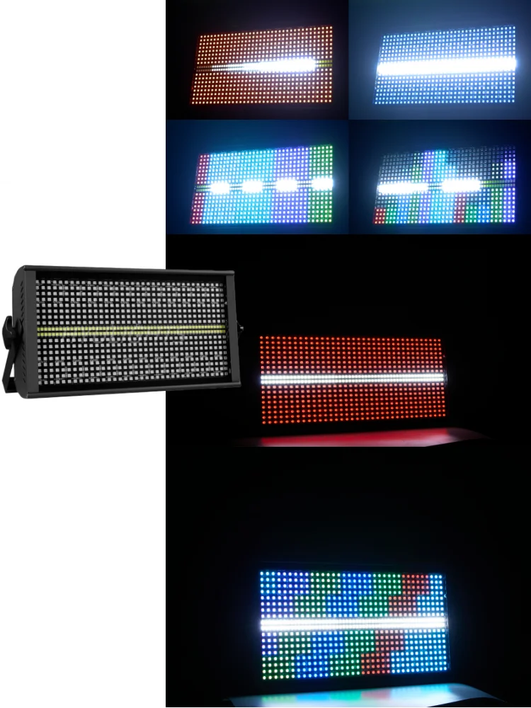 2 Stück 200W LED Stroboskop-Licht Superhell RGBW 4in1 48 Partitionen Weiß 8000K DMX DJ Wash Bar Stroboskop Bühnenbeleuchtungseffekte