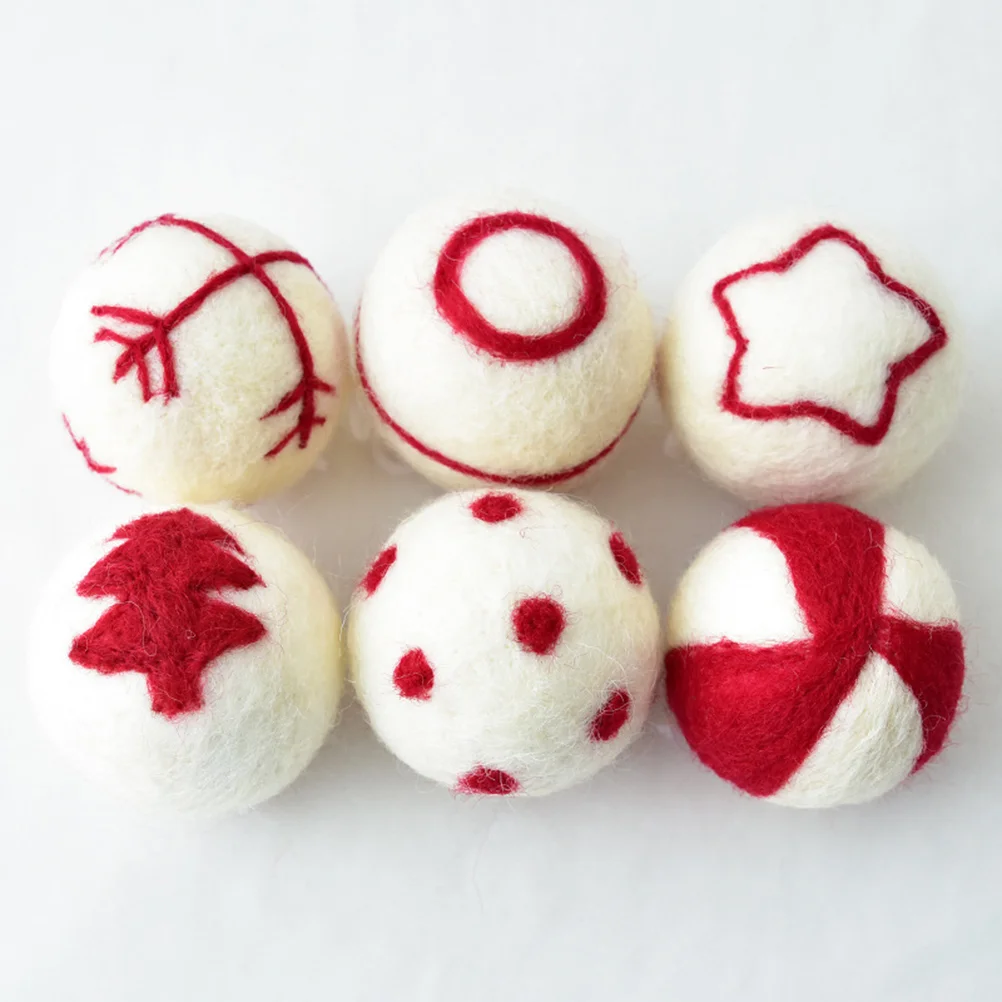 6 Pcs Christmas Tree Decorations Wool Balls for Hanging Pendant Ornaments Christams