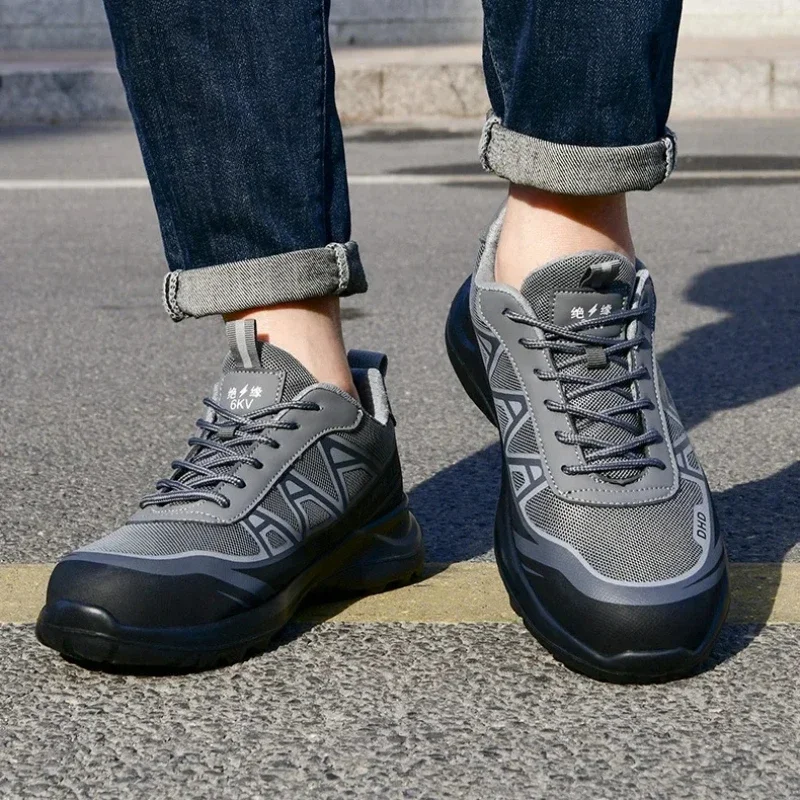 

Ультралегкая защитная обувь, мужские рабочие ботинки с пластиковым носком, изолированная защитная обувь 46, промышленные серые, черные кроссовки для работы