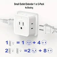 US Plug Wall Outlet Expander Multi Outlet Extender with 5AC Outlets,Small Electrical Outlet Splitter for Travel Home Office Dorm 2