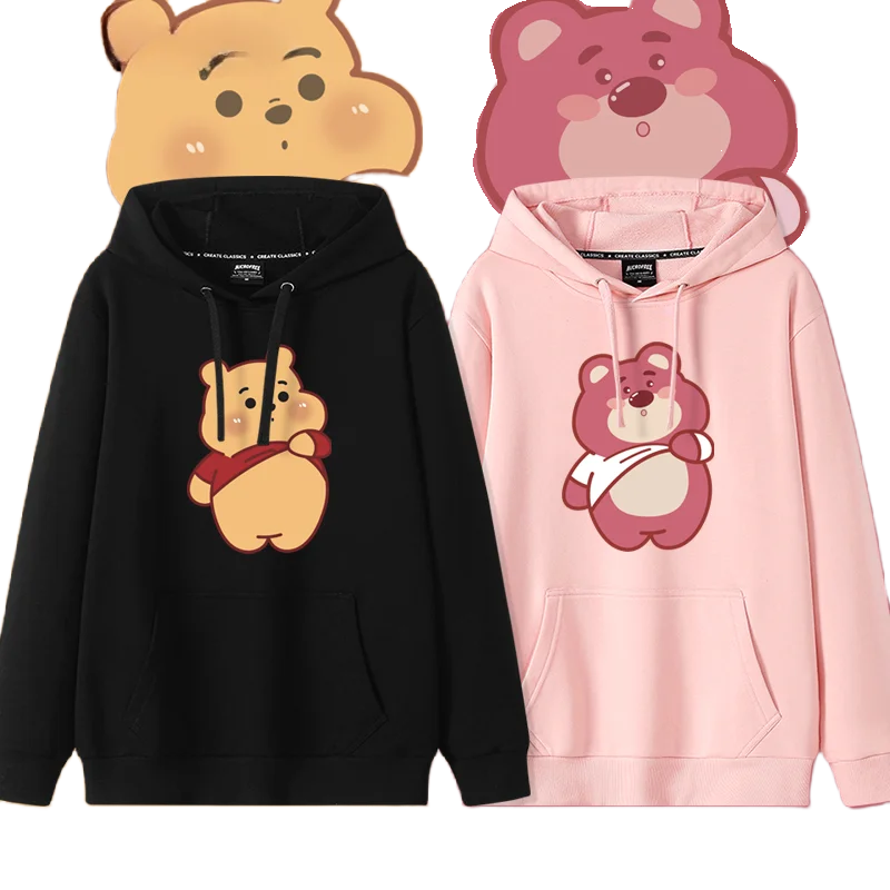 Strawberry Bear Couple Hooded Sweater Women\'s 2024 New Popular Winnie the Pooh Couple Fall Jacket Trendy Brand Hoodie Jacket