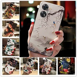 3D Relief Phone Case For Oppo Reno8 T 4G 5G A78 A56s Case Floral Silicon Cover For Oppo A1 Pro 5G Reno 8T 8 T Fundas Coque