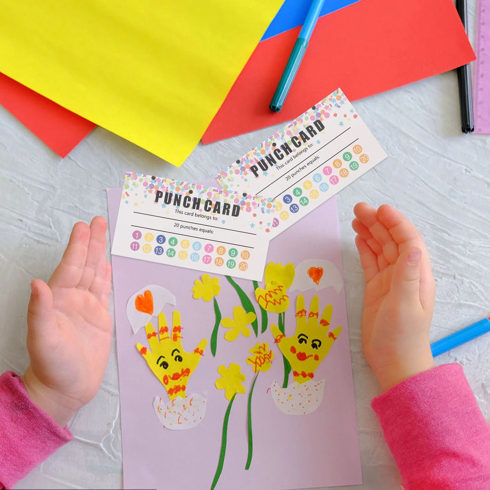 50 ورقة بطاقات لكمة لبطاقة مكافأة الفصول الدراسية بطاقات حافز أدوات تعليمية تشجع الطلاب على التقدم #3