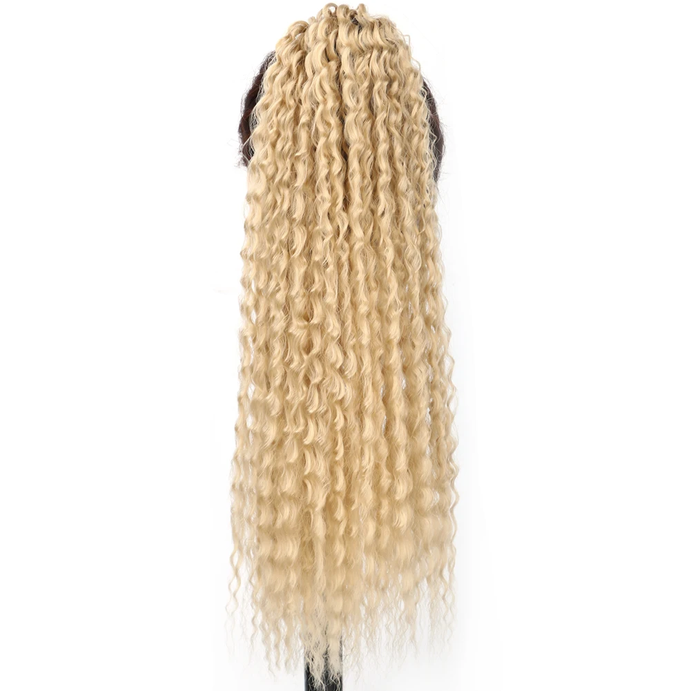 Queue de cheval bouclée synthétique pour femme, extensions de cheveux blonds, noirs, bruns, vague naturelle pure, 20 po