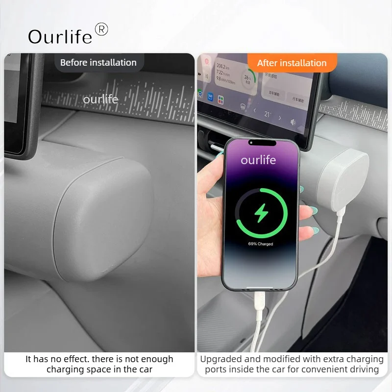 For Leapmotor B03X 2026 2027 Co-pilot Side IP Bar Charging Expansion Module Vehicle Type-C Fast Charging Accessory