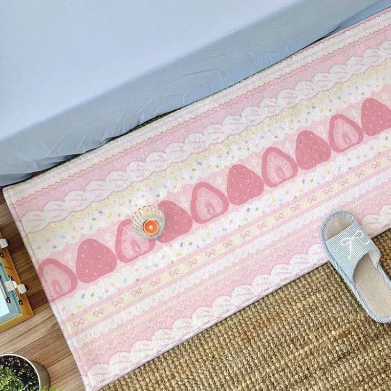 VIKAMA Fair Isle Plüschteppich, rutschfest, leicht zu reinigen, für Mädchenzimmer, Nachttisch, Heimdekoration