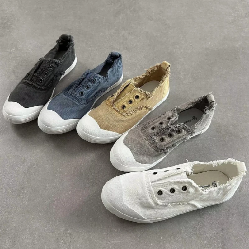 

Fashionable Canvas Women's Shoes New Slip-on Non-slip Flat Shoes Comfortable Soft-Soled Canvas Casual Shoes Handmade