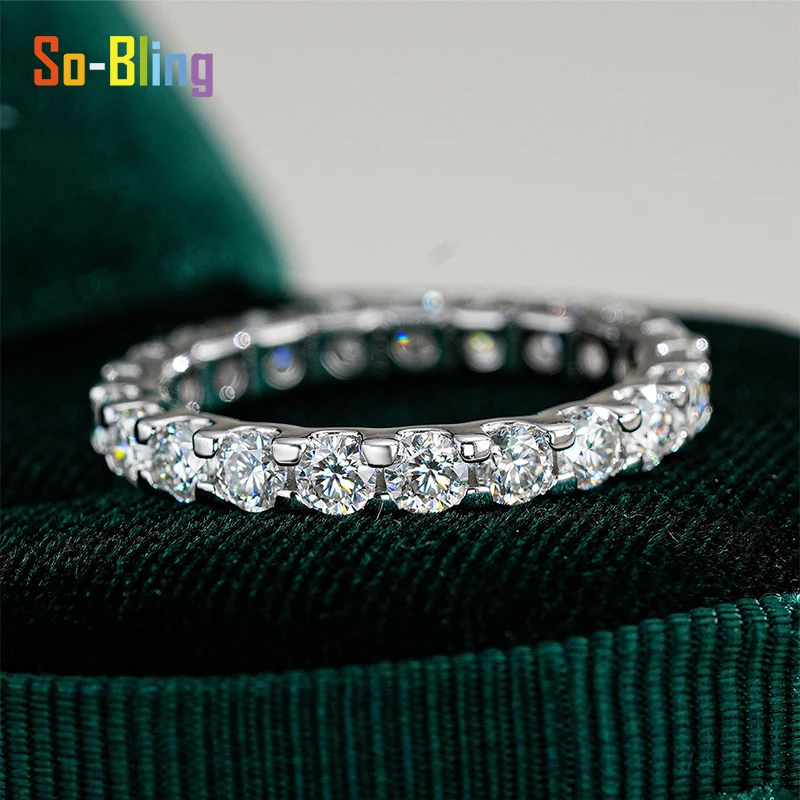So-Bling 0.03ct 2mm D Color VVS Moissanite Ring For Women S925 Sterling Silver Jewelry  Rings Pass Diamond Tester Wedding Bands
