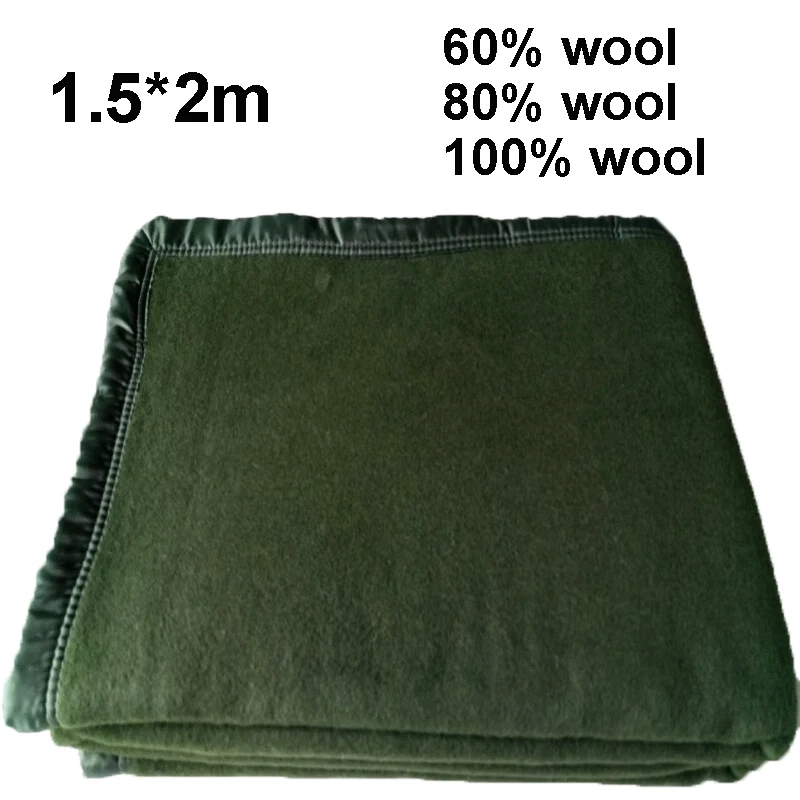 Dark Green Wool Blankets 1.5*2m Warm Comforter 60/80/100% Wool Blanket For Winter Adult Children Camping Sofa Dormitory Bedding
