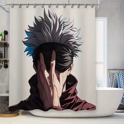 Anime Style Shower Curtain Unique Design Home Decor Gift Idea for Fans of Manga and Japanese Culture Waterproof Durable