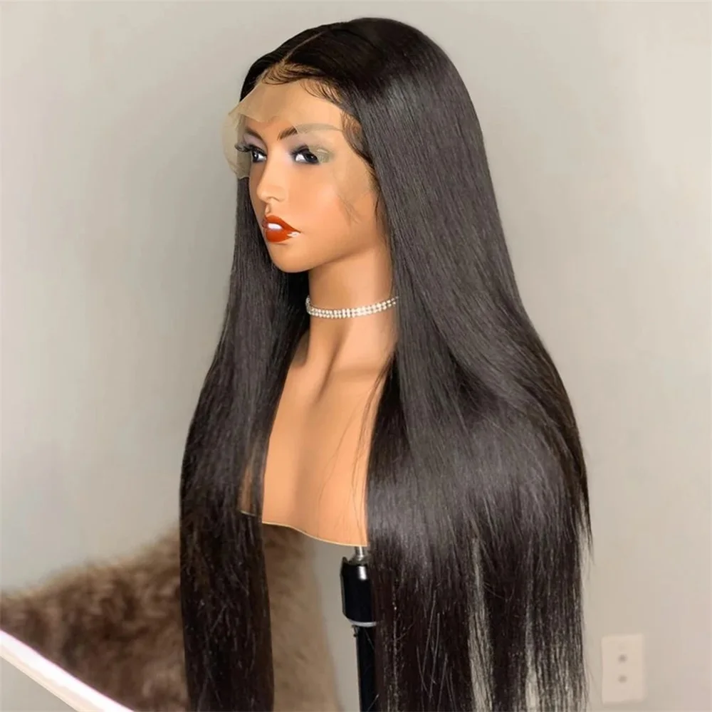 Sophia-Perruque Lace Front Wig Remy Brésilienne Naturelle, Cheveux Lisses, 13x6, 13x4, 30 38 Pouces, Densité 180, pour Femme